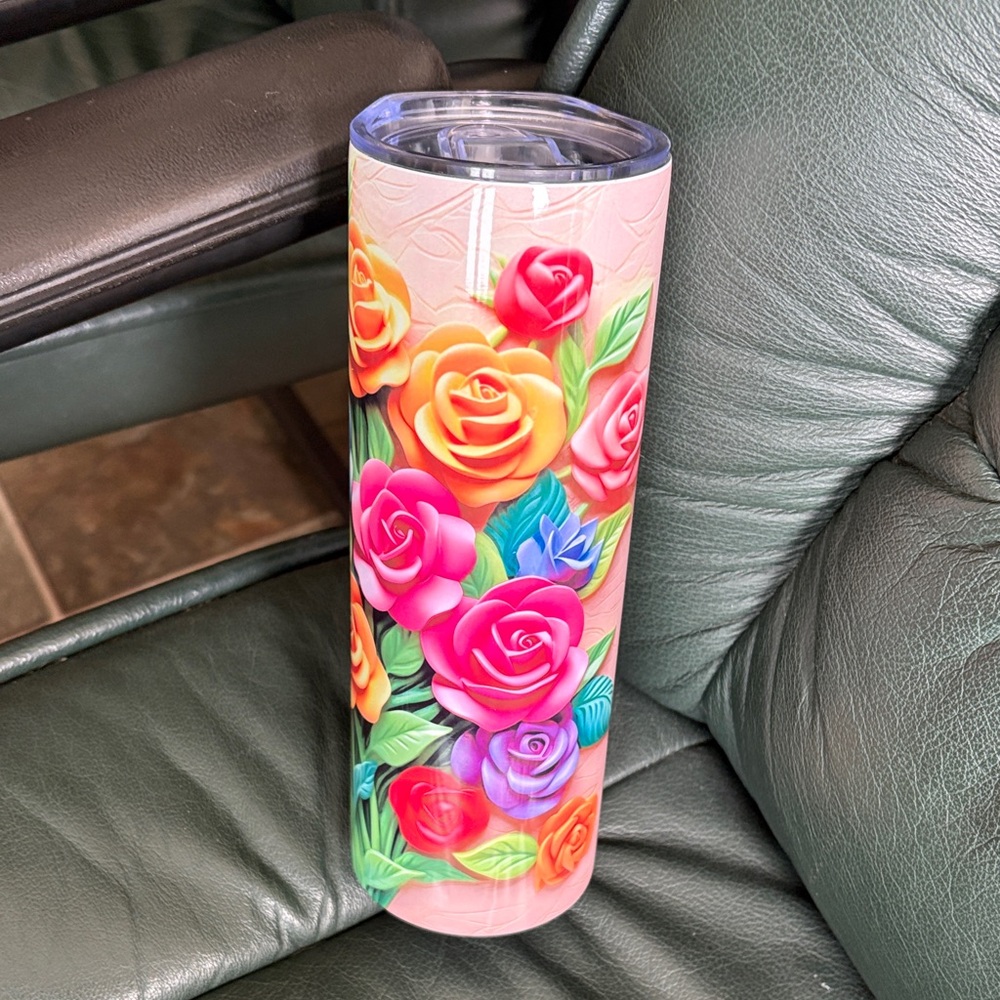 New Stainless Steel Floral Insulated Tumbler - Pink and Multicolor